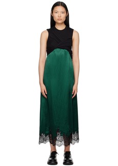 3.1 Phillip Lim Black & Green Twisted Midi Dress