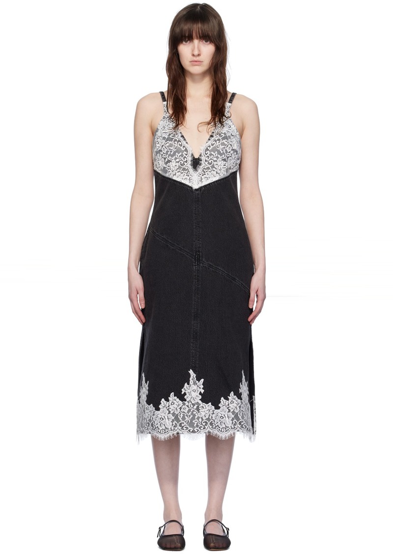3.1 Phillip Lim Black & White Paneled Denim Midi Dress