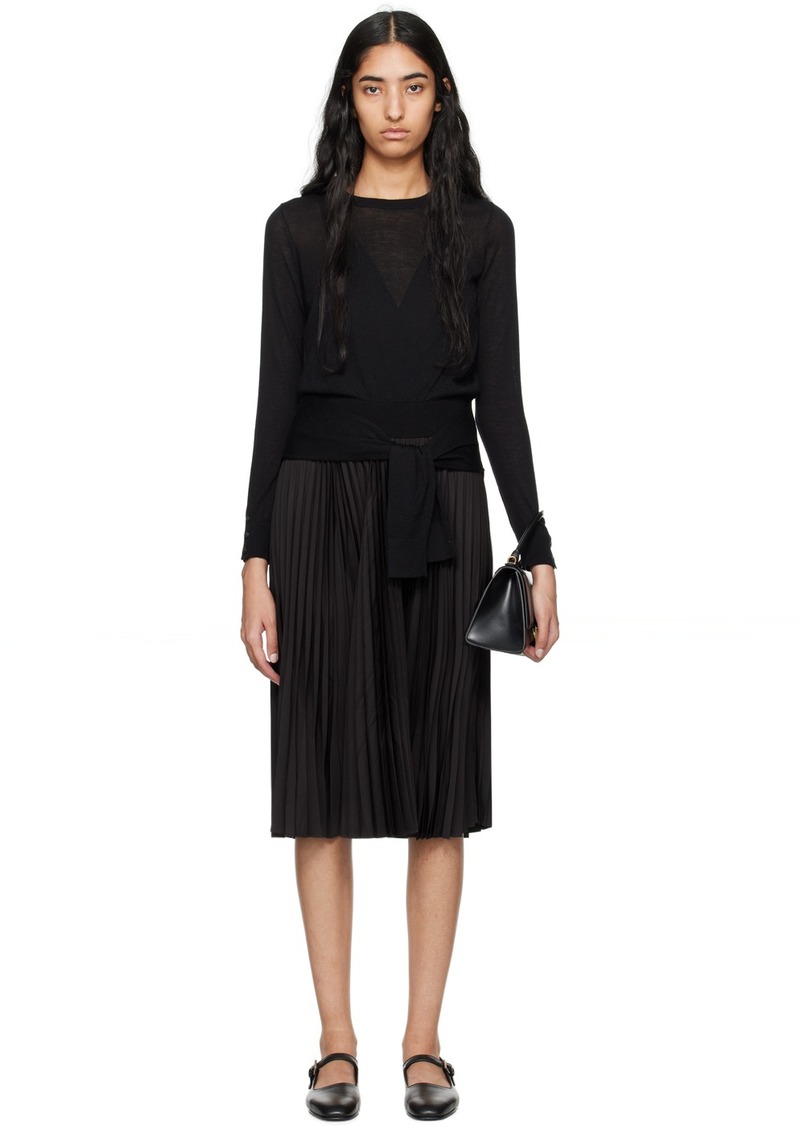 3.1 Phillip Lim Black Combo Pleated Midi Dress