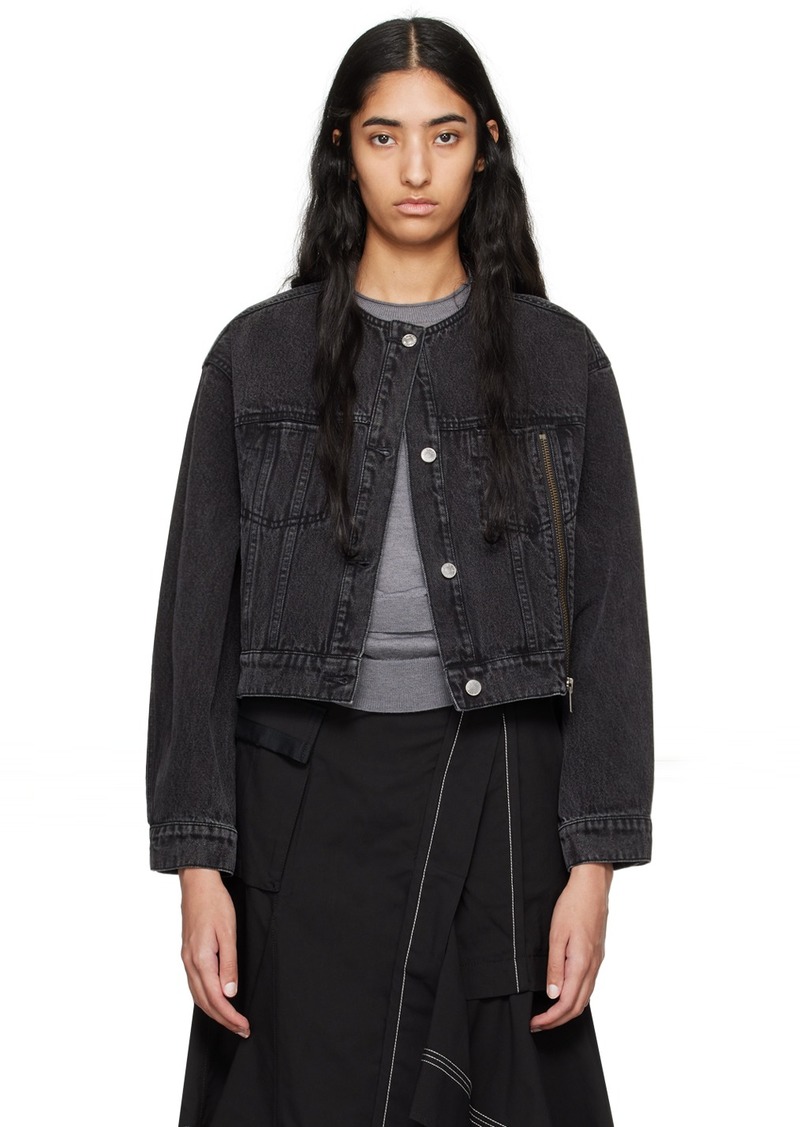 3.1 Phillip Lim Black Crewneck Cropped Denim Jacket