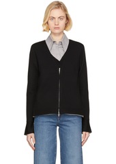 3.1 Phillip Lim Black Double Face Wool Zip-Up Cardigan