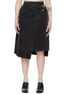 3.1 Phillip Lim Black Wrap Denim Midi Skirt