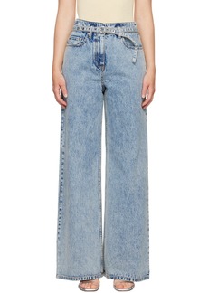 3.1 Phillip Lim Blue Wide Leg Belted Jeans