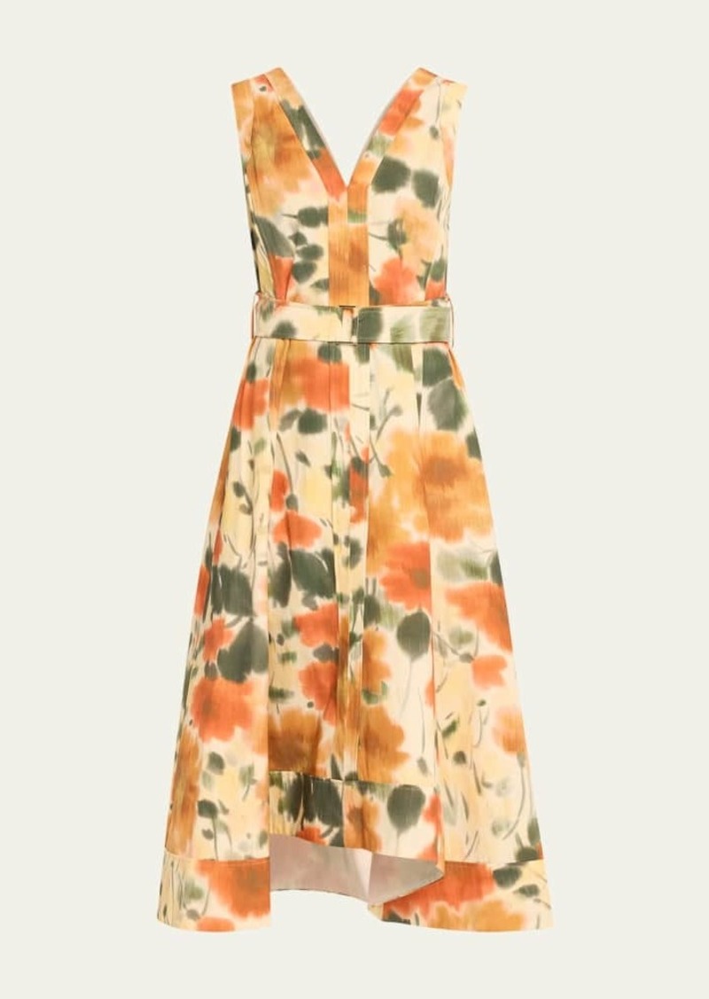 3.1 Phillip Lim Blurred Marigold Belted Midi Dress