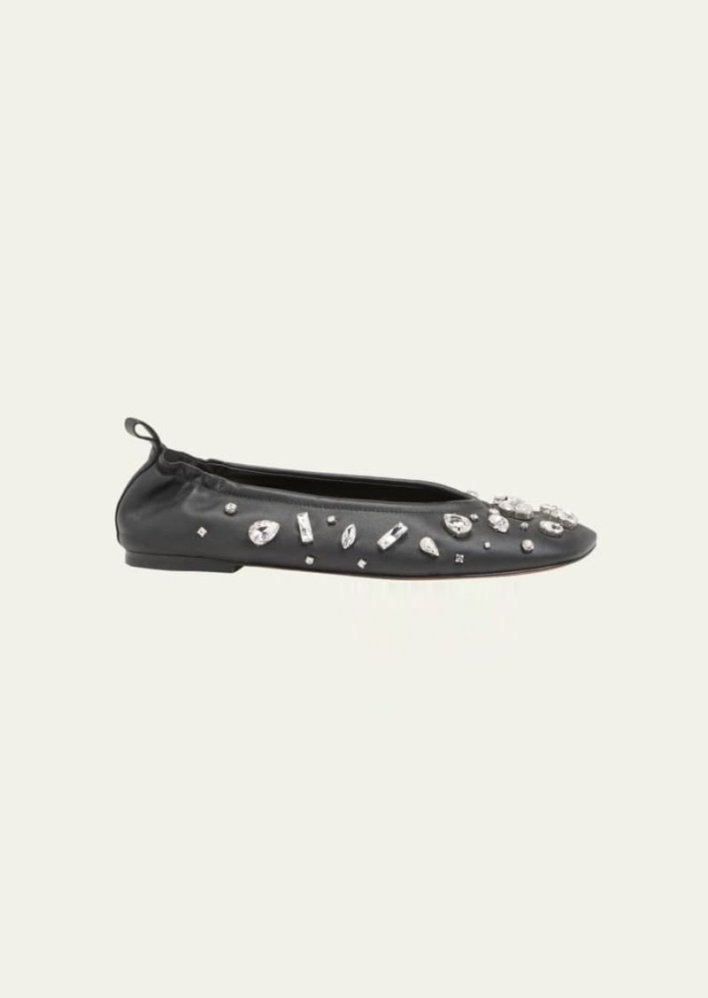 3.1 Phillip Lim Crystal Stud Leather Ballerina Flats