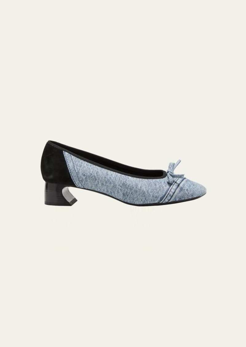 3.1 Phillip Lim Denim Bow Ballerina Pumps