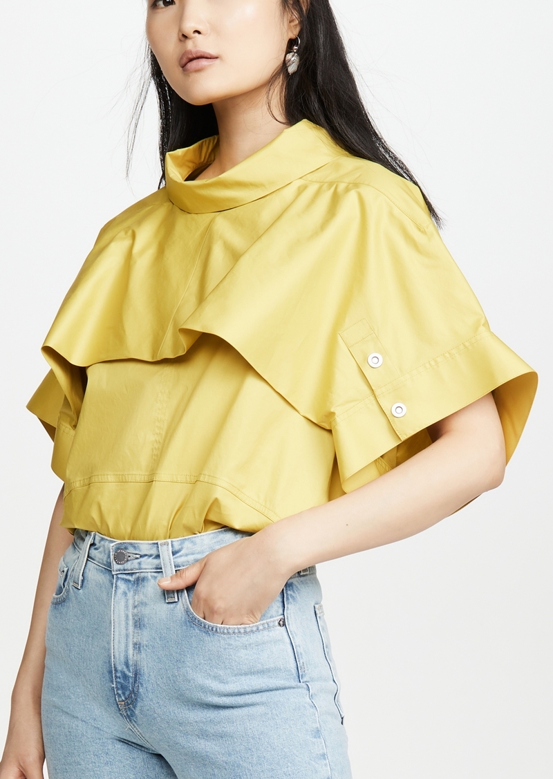3.1 Phillip Lim Dolman Sleeve Top with Fold Over Collar