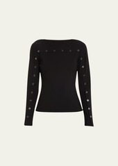 3.1 Phillip Lim Fitted Long-Sleeve Ring Snap Top