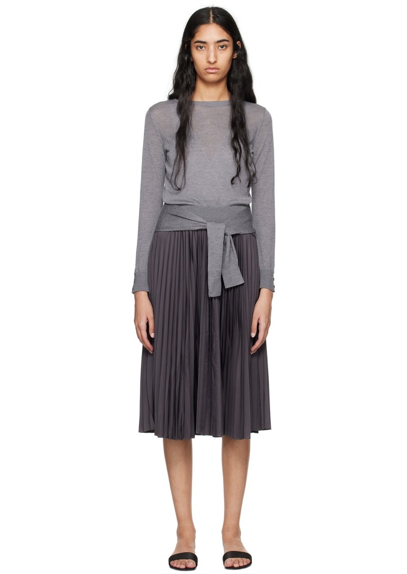 3.1 Phillip Lim Gray Combo Pleated Midi Dress