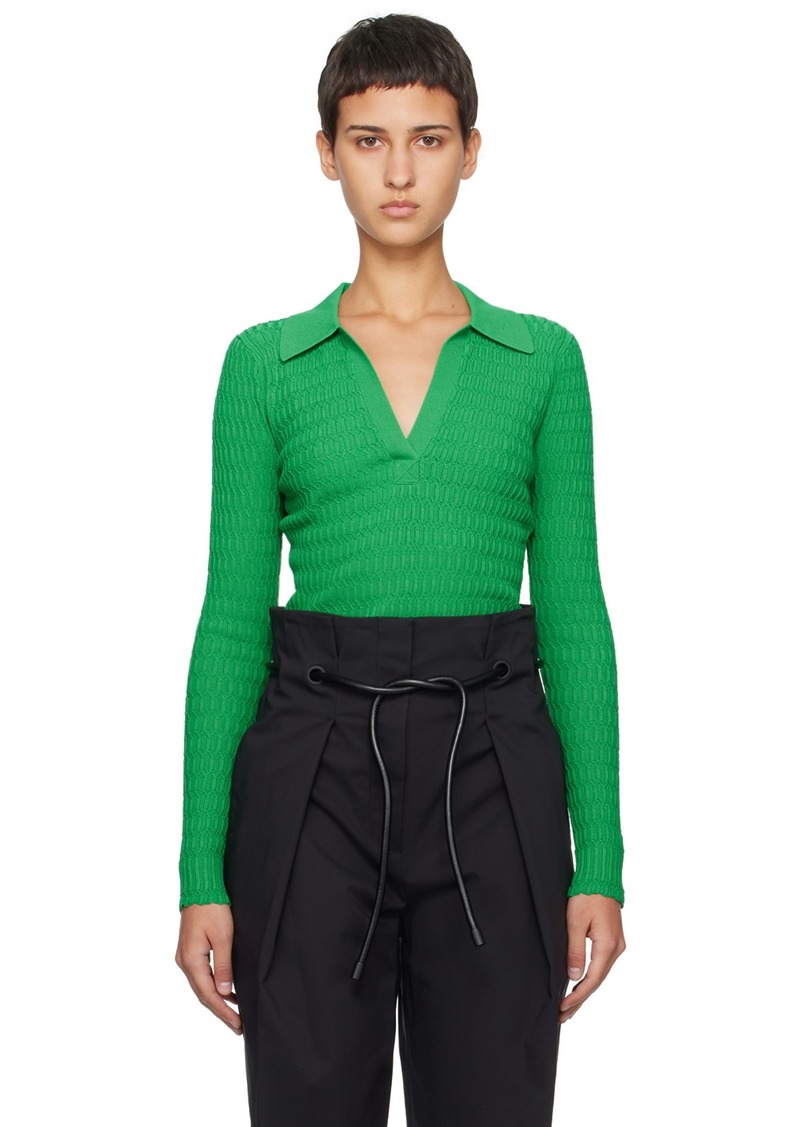 3.1 Phillip Lim Green Honeycomb Stitch Polo