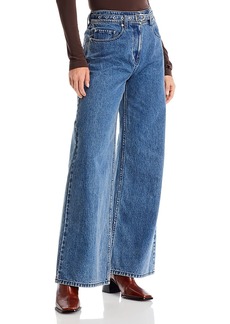 3.1 Phillip Lim High Rise Wide Leg Belted Jeans in Blue