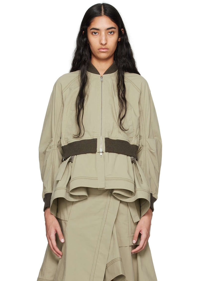 3.1 Phillip Lim Khaki Layered Flounce Bomber Jacket