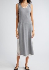 3.1 Phillip Lim Lace Trim Satin & Rib Midi Tank Dress