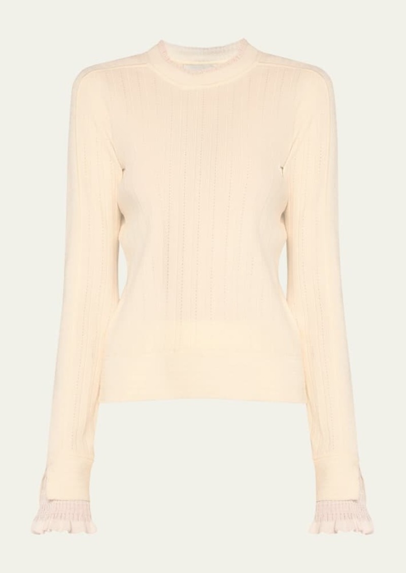 3.1 Phillip Lim Long-Sleeve Pointelle Crewneck Top