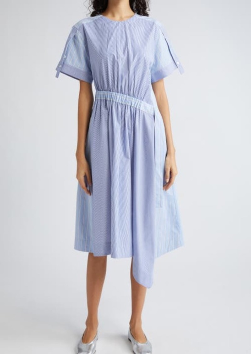 3.1 Phillip Lim Mixed Stripe Asymmetric Cotton Midi Dress