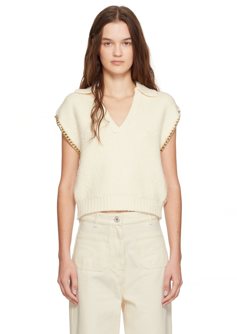 3.1 Phillip Lim Off-White Boucle Cropped Chain Trim Vest