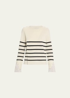 3.1 Phillip Lim Sailor Stripe Lace Cuff Sweater