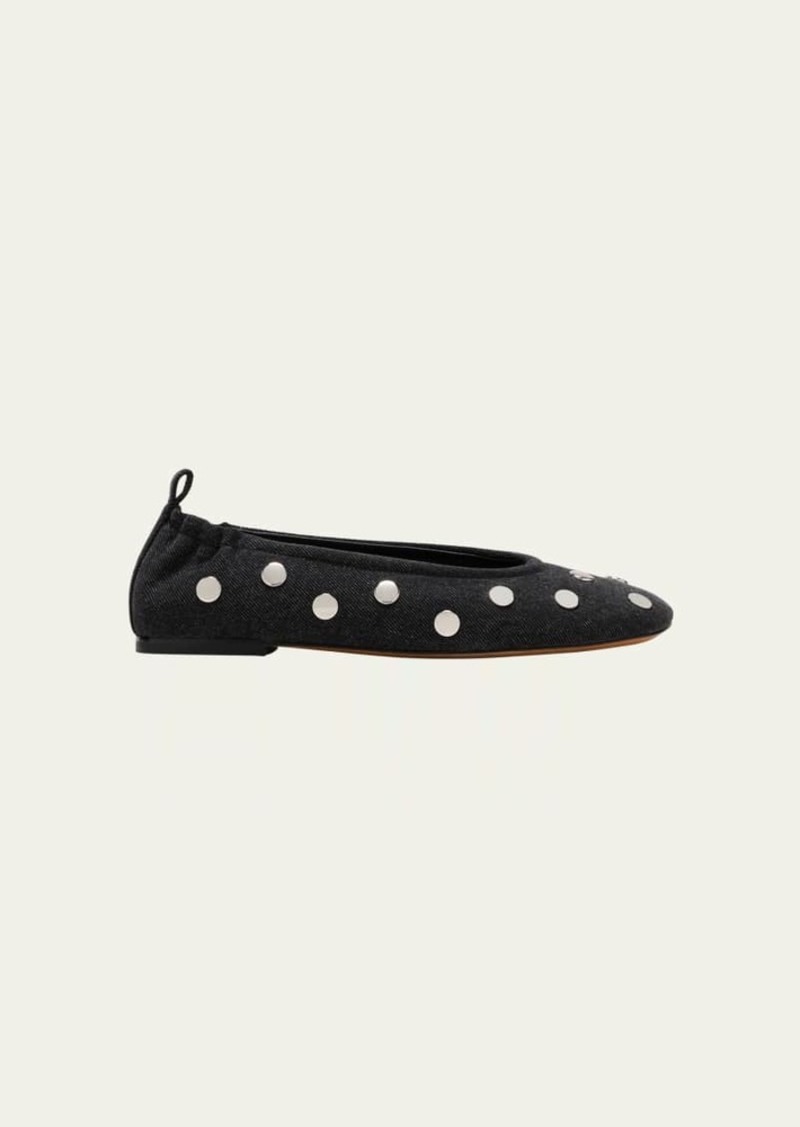 3.1 Phillip Lim Studded Denim Ballerina Flats