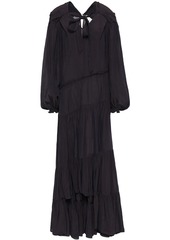 3.1 Phillip Lim Woman Asymmetric Bow-detailed Crinkled-crepe Midi Dress Dark Purple