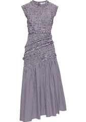3.1 Phillip Lim Woman Asymmetric Shirred Cotton-blend Poplin Midi Dress Purple