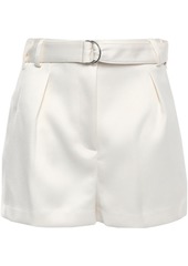 3.1 Phillip Lim Woman Belted Pleated Satin-crepe Shorts Ivory