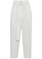 3.1 Phillip Lim Woman Cropped Belted Cotton-blend Tapered Pants Off-white