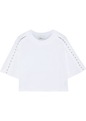 3.1 Phillip Lim Woman Cropped Button-detailed Cotton-jersey T-shirt White