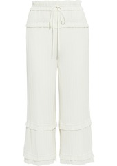 3.1 Phillip Lim Woman Cropped Ruffle-trimmed Plissé-crepe Wide-leg Pants Off-white