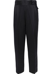 3.1 Phillip Lim Woman Cropped Tie-detailed Satin-crepe Tapered Pants Black