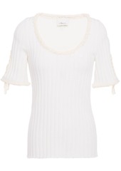 3.1 Phillip Lim Woman Lace-up Frayed Ribbed Wool Top White