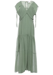 3.1 Phillip Lim Woman Layered Crinkled Cotton And Silk-blend Maxi Dress Grey Green