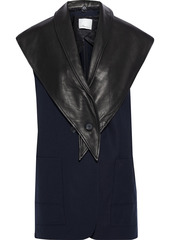 3.1 Phillip Lim Woman Layered Leather And Wool-blend Vest Black