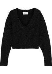 3.1 Phillip Lim Woman Oversized Cropped Ribbed Wool-blend Sweater Black