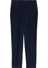 3.1 Phillip Lim Woman Pleated Silk Crepe De Chine Tapered Pants Midnight Blue
