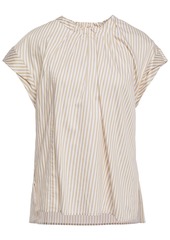 3.1 Phillip Lim Woman Pleated Striped Cotton-blend Twill Top Sand