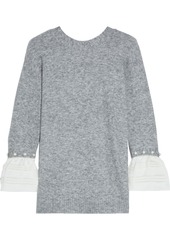 3.1 Phillip Lim Woman Satin-trimmed Embellished Brushed Knitted Sweater Gray