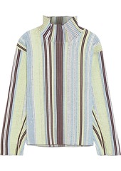 3.1 Phillip Lim Woman Striped Jacquard-knit Turtleneck Sweater Light Blue