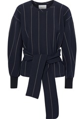 3.1 Phillip Lim Woman Tie-front Striped Stretch-twill Top Navy