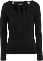 3.1 Phillip Lim Woman Tie-neck Button-embellished Stretch-jersey Top Black
