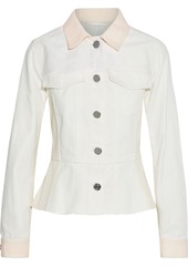 3.1 Phillip Lim Woman Two-tone Denim Peplum Jacket Off-white