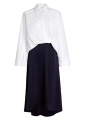 3.1 Phillip Lim Cotton-Blend Asymmetric Combo Midi-Shirtdress