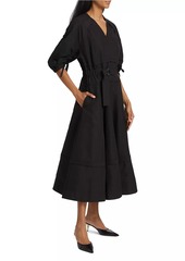 3.1 Phillip Lim Cotton Blend V-Neck Belted Midi-Dress