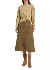 3.1 Phillip Lim Cotton Combo Utility Midi-Dress