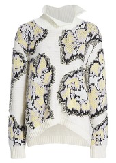 3.1 Phillip Lim Fil Coupe Abstract Daisy Stretch-Wool Sweater