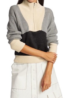 3.1 Phillip Lim Front-Zip Double-Face Lurex Pullover Sweater