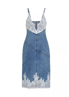 3.1 Phillip Lim Lace-Embellished Denim Midi-Dress