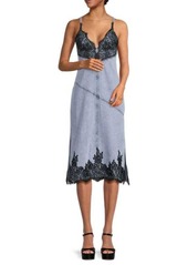 3.1 Phillip Lim Lace Trim Denim Midi Dress