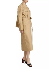 3.1 Phillip Lim LS Pleated Mixed-Media Wrap Shirtdress