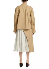 3.1 Phillip Lim LS Pleated Mixed-Media Wrap Shirtdress