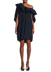 3.1 Phillip Lim Plisse Voile One Shoulder Mini Dress